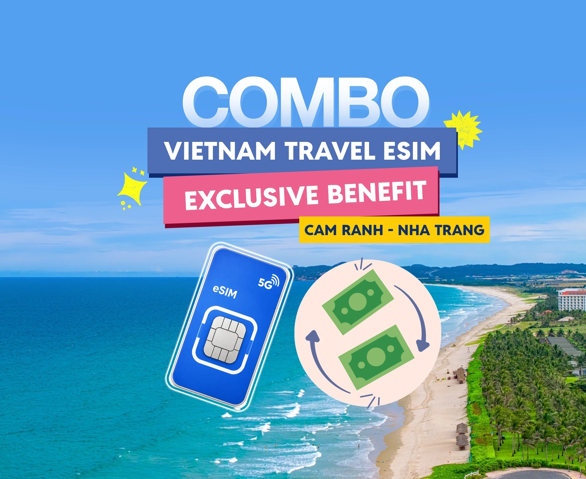 [Combo] Vietnam Travel eSIM + Exclusive Benefit at Cam Ranh/ Nha Trang 